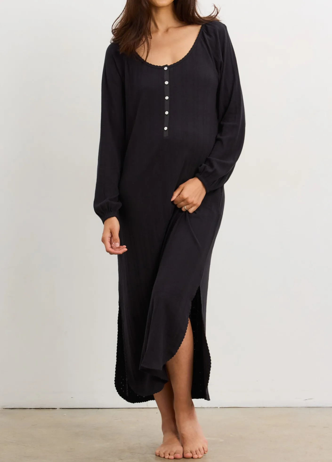 The Long Sleeve Pointelle Nightgown